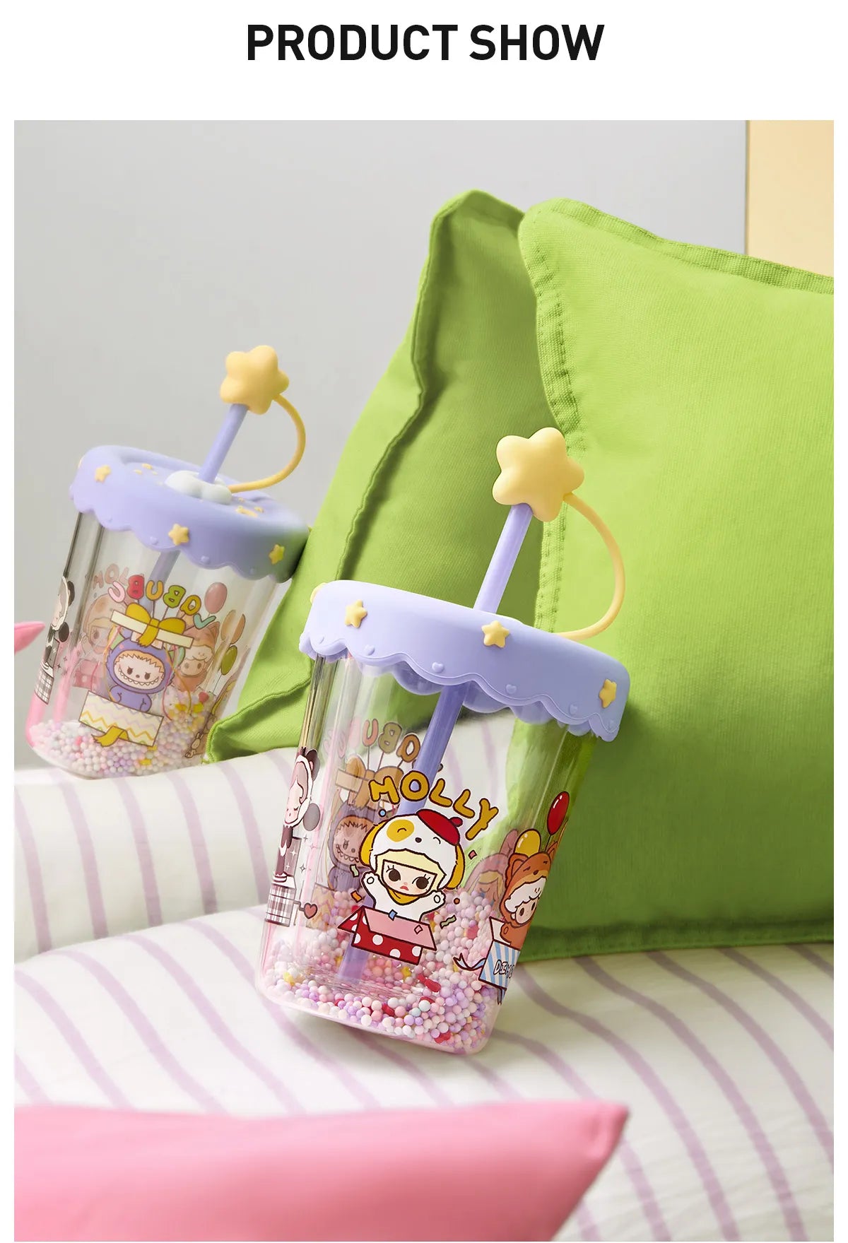(Authentic) Pop Bean Pajama Party Double Layered Shaking Straw Cups