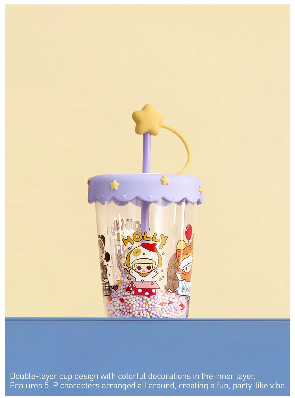 (Authentic) Pop Bean Pajama Party Double Layered Shaking Straw Cups