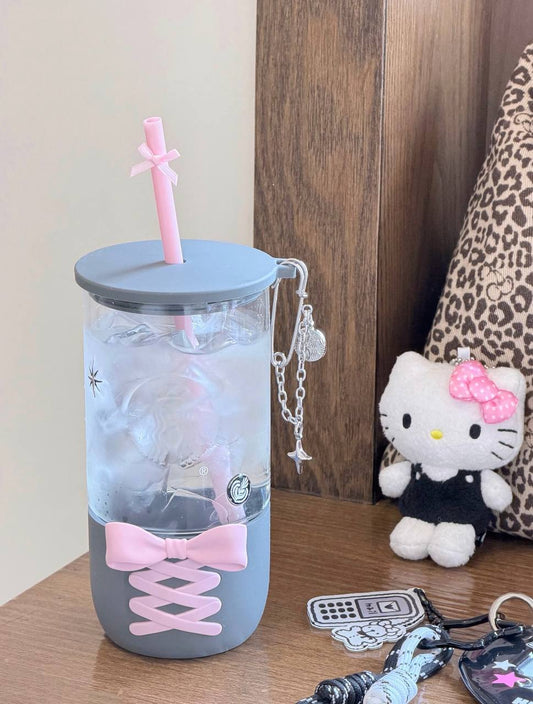 Starbucks China 2026 Ballet Series 635ml Glass Straw Cup with Soft Silicone Lid