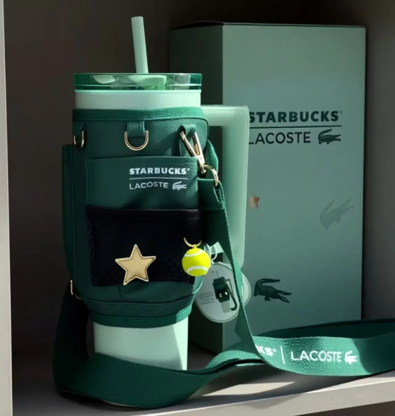 Starbucks China 2026 X LACOSTE co-brand Dual Drinking Spouts Stainless steel cup 1180