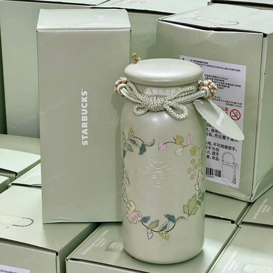 Starbucks Spring Blessings Sage Green Tumbler with Braided Knot Cord