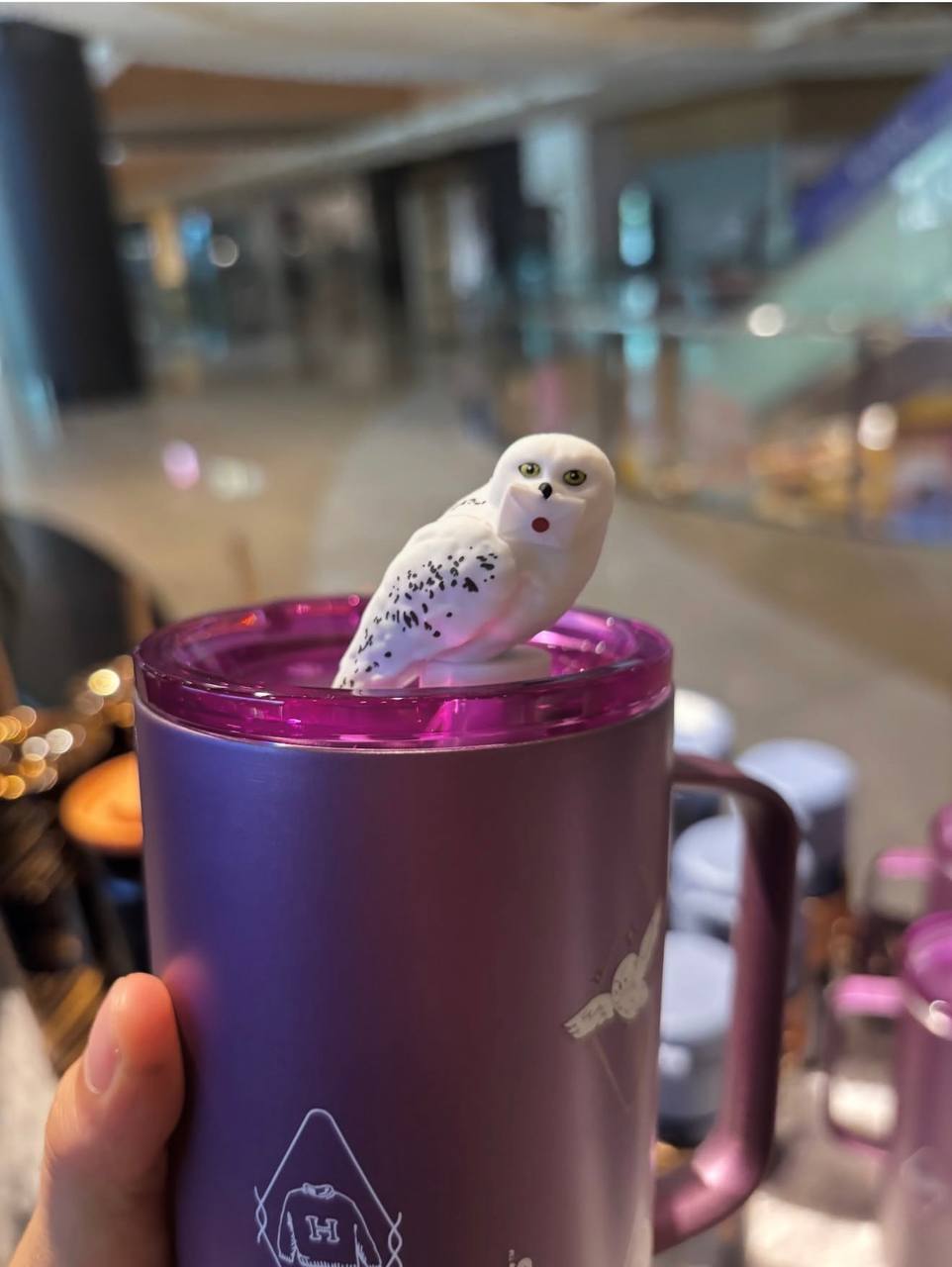 Starbucks Harry Potter Purple Tumbler with Owl Topper 17oz