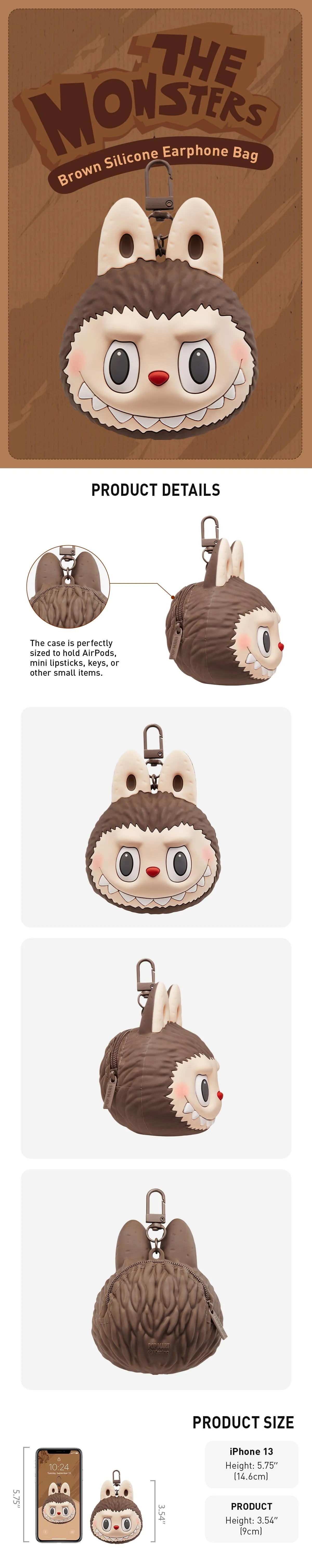 (Authentic) LABUBU Originals-Brown Silicone Earphone Bag