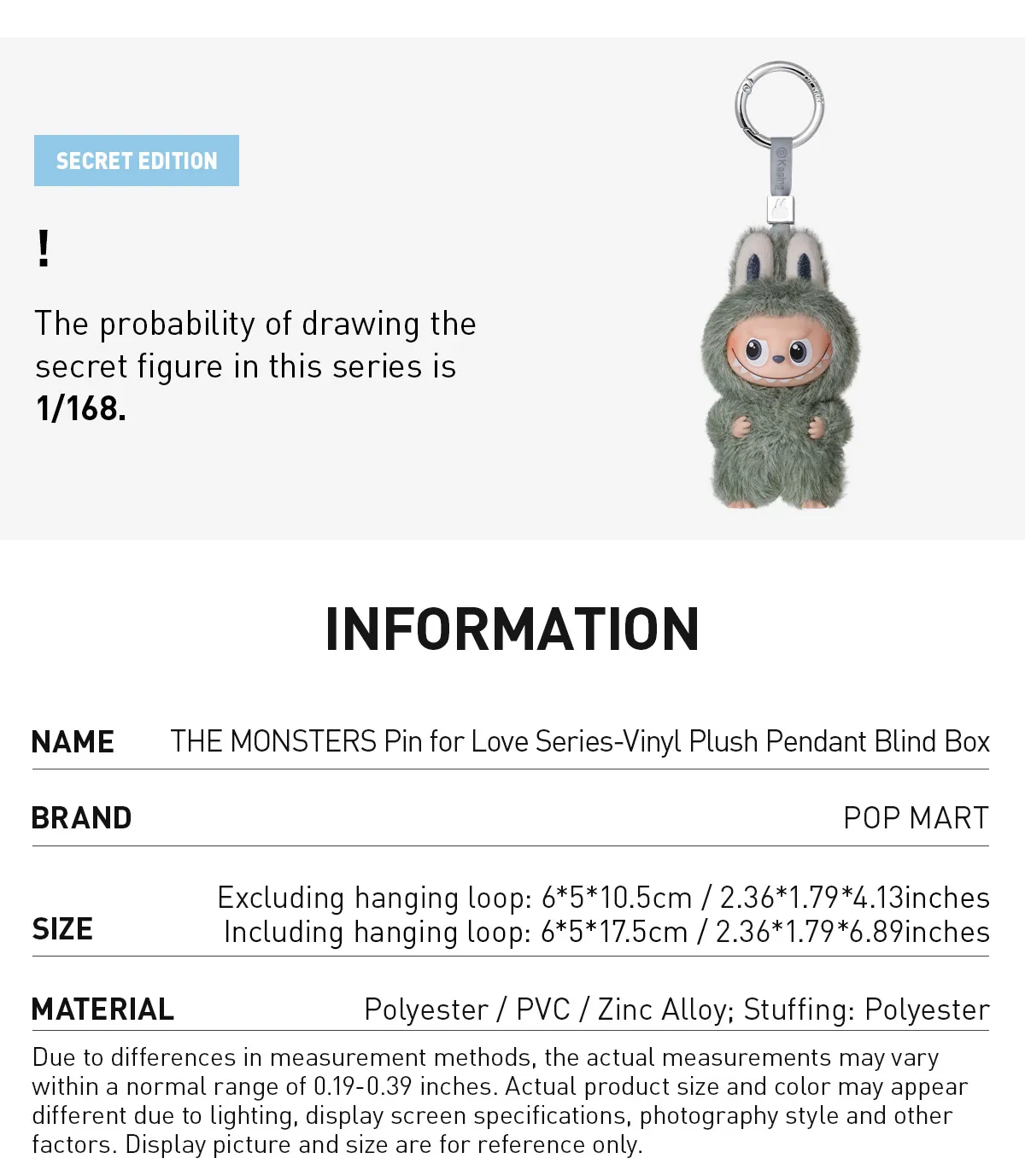(Authentic) Pin for Love Series -Vinyl Plush Pendant Blind Box