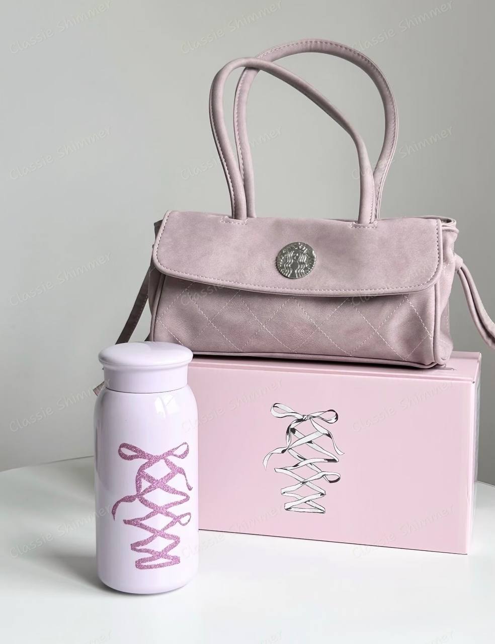 Starbucks China 2026 Ballet Series Pink 355ml Sparkling Ribbon Stainless Steel Cup with Small Bag