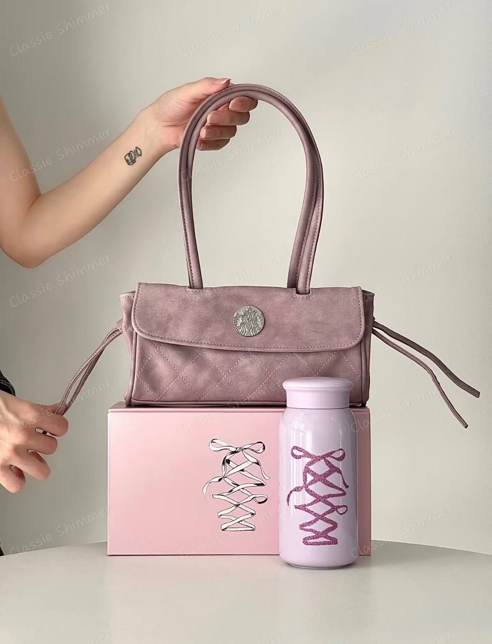 Starbucks China 2026 Ballet Series Pink 355ml Sparkling Ribbon Stainless Steel Cup with Small Bag