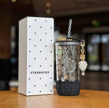 [Pre-order] Starbucks Polka Dot Wonderland Glass Straw Cup with Charm