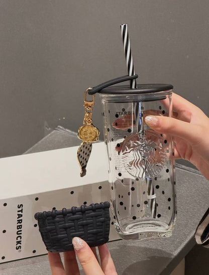 [Pre-order] Starbucks Polka Dot Wonderland Glass Straw Cup with Charm