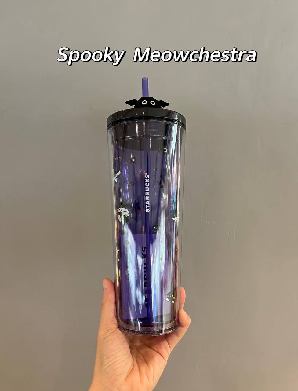 [Pre-order] Starbucks Spooky Meowchestra Purple Cold Cup