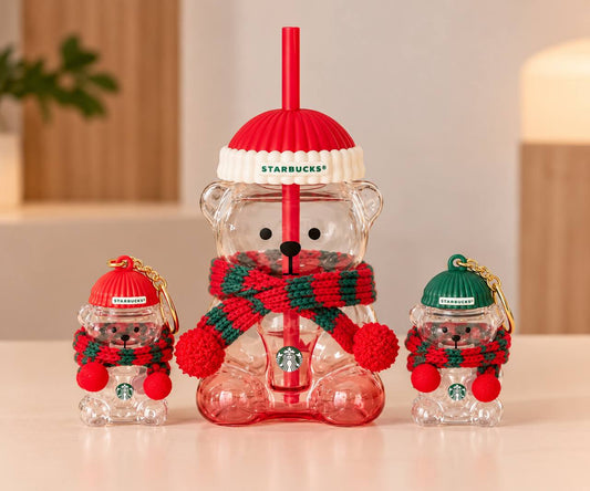 [Pre-order] Starbucks Christmas 2026 Bearista Bear Glass and Keychain with Scarf