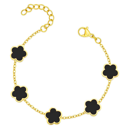 Black Flower Meadow Bracelet