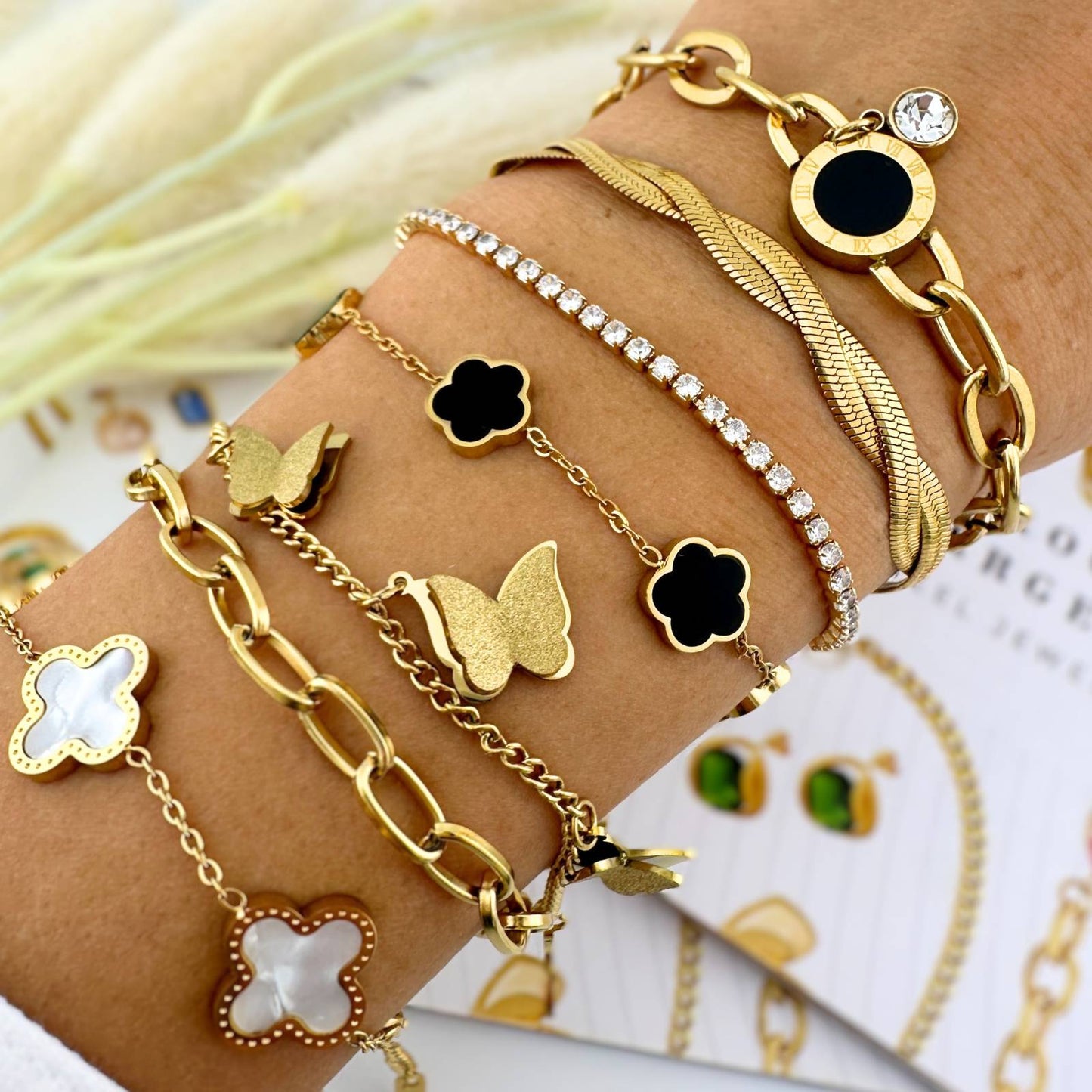 Black Flower Meadow Bracelet