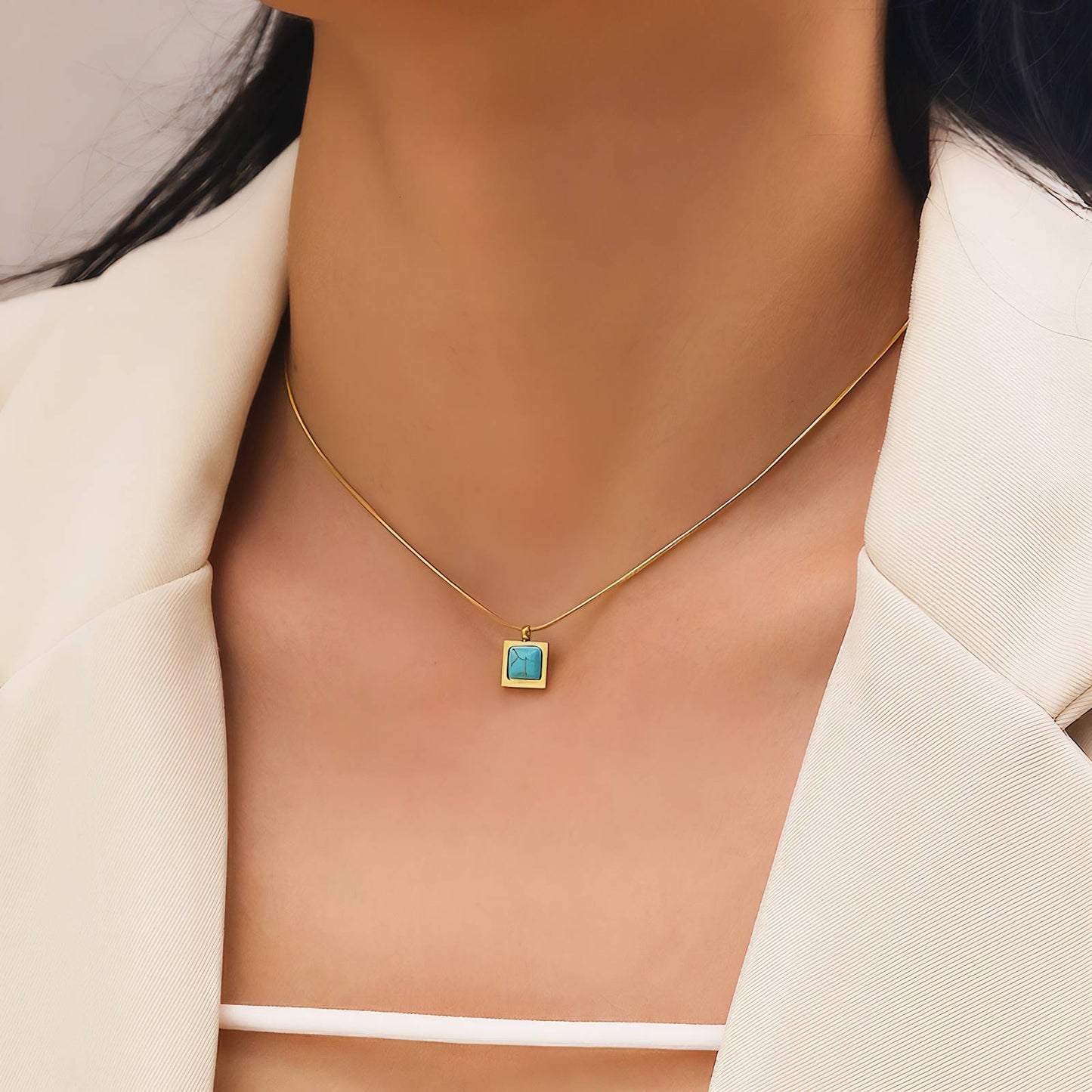 Blue Peony Necklace