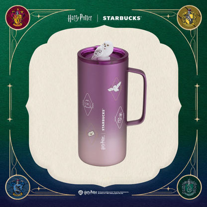 Starbucks Harry Potter Purple Tumbler with Owl Topper 17oz