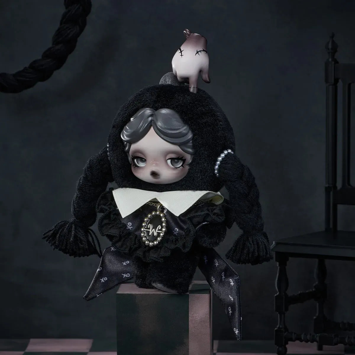 POPMART SKULLPANDA × Wednesday Plush（Classic Dress Version）
