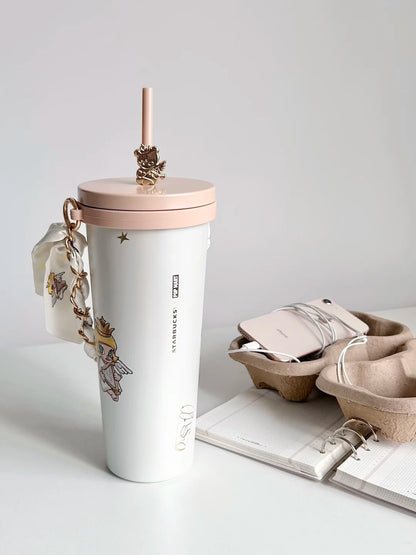 Pre-order Starbucks MOLLY series 860ml Stainless Steel Straw Cup With Hanging Chain