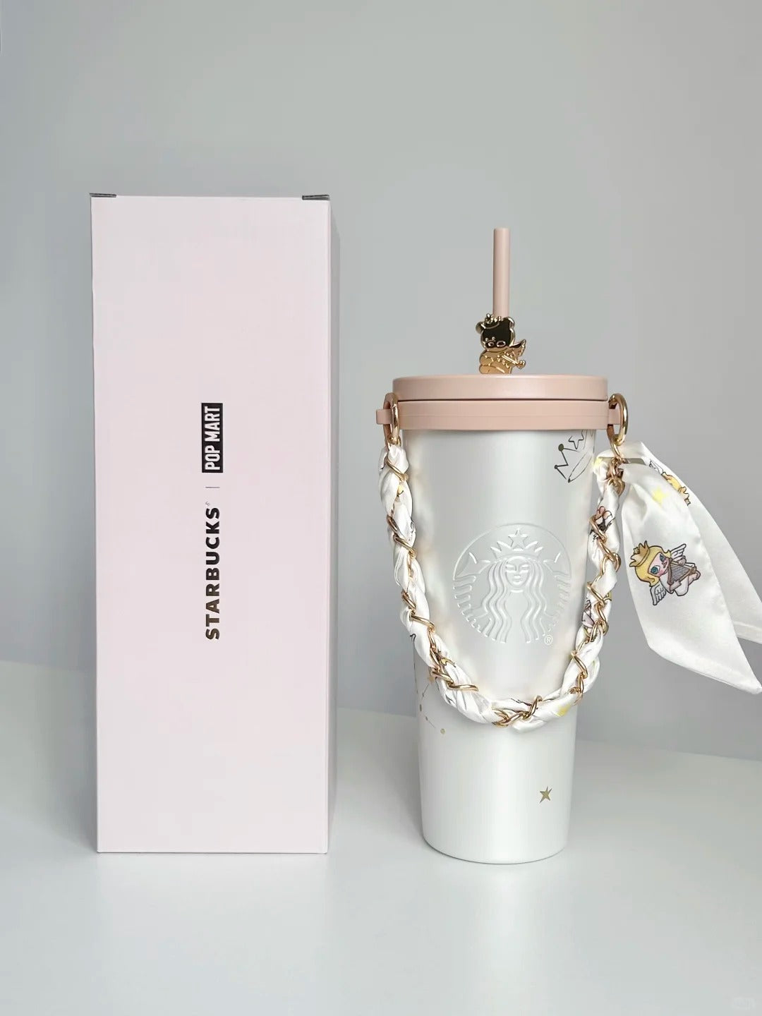 Pre-order Starbucks MOLLY series 860ml Stainless Steel Straw Cup With Hanging Chain