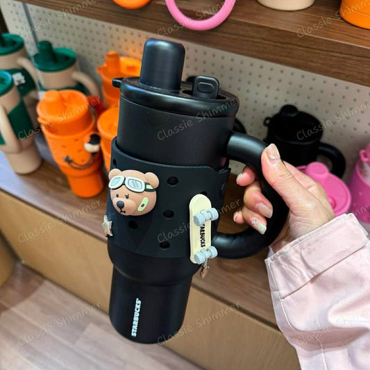 Starbucks Shanghai 2026 New Character Series Stainless Steel Double Drinking Cup with Black Decorative Cup Cover 1170ml