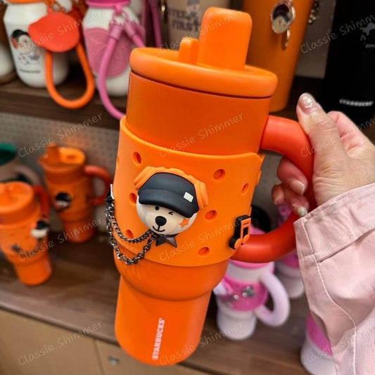 Starbucks Shanghai 2026 New Character Series Stainless Steel Double Drinking Cup with Orange Pendant Cup Cover 1170ml