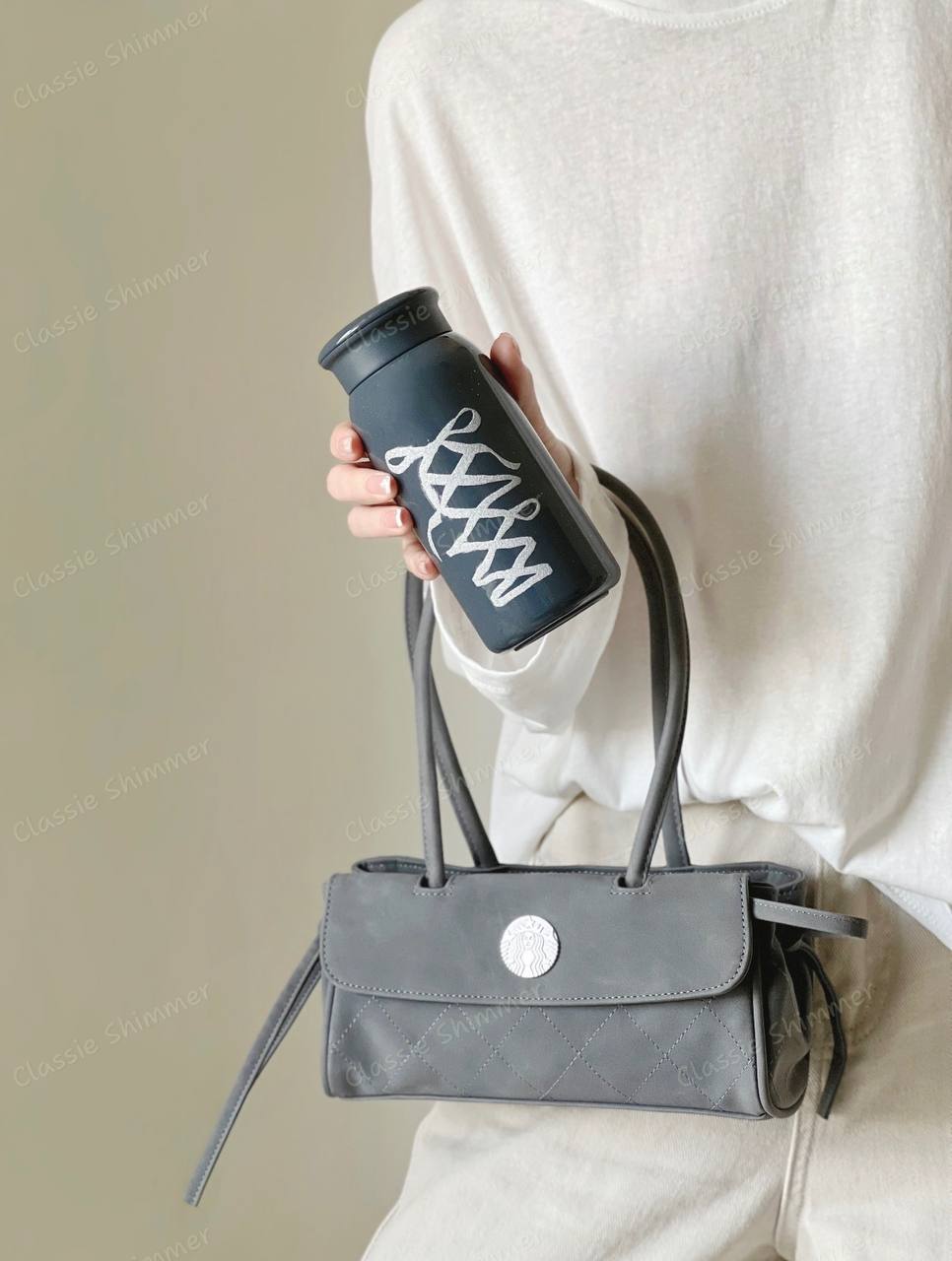Starbucks China 2026 Ballet Series Black 355ml Sparkling Ribbon Stainless Steel Cup with Small Bag