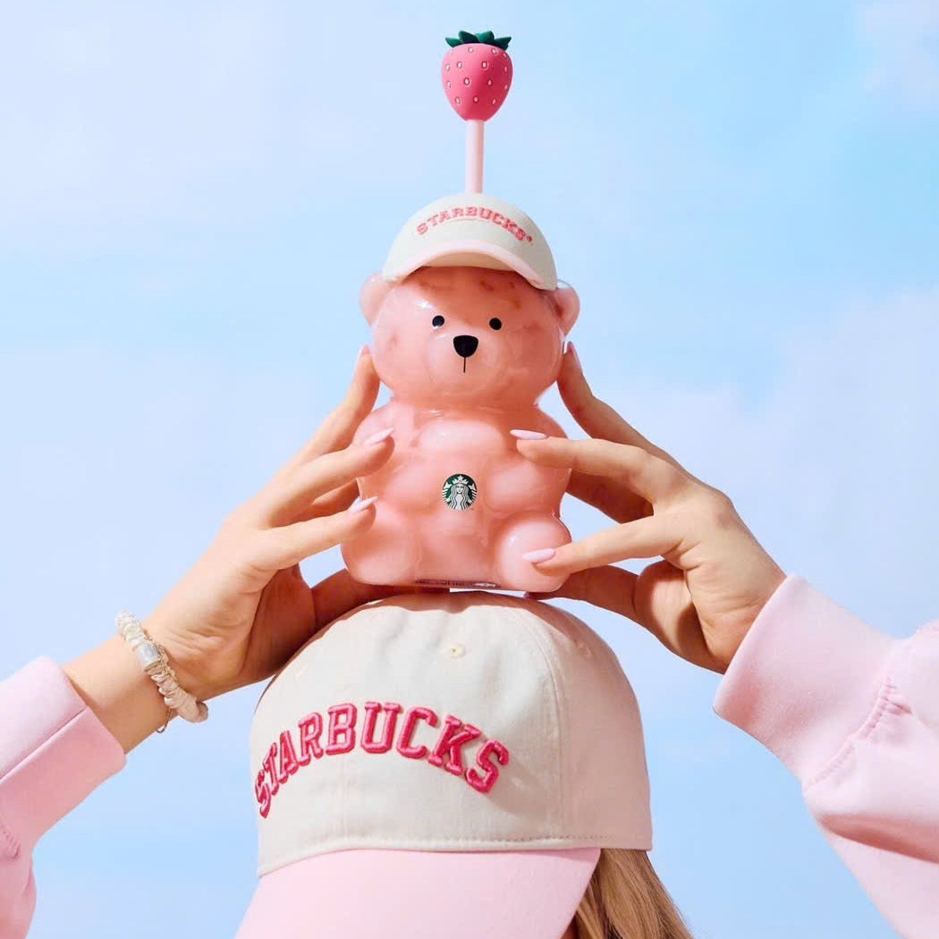 Starbucks Bearista Bear Cup Strawberry Topper Baseball Cap